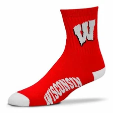 Wisconsin Badgers NCAA FBF Adult 1/4 Quarter Socks - *Large