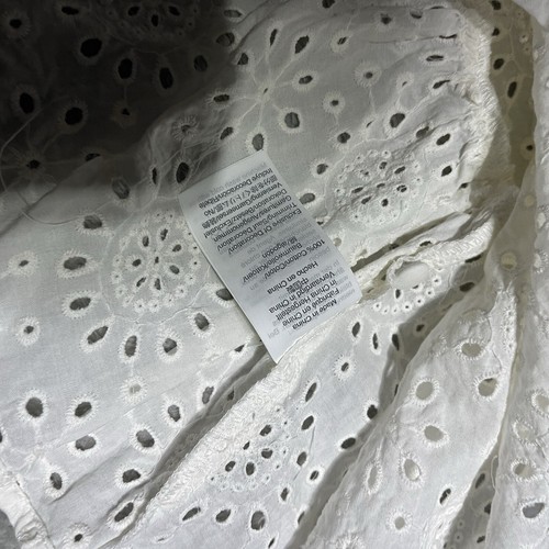 Top Madewell Mujer XS Blanco Ojales Cuello Volantes Cottagecore - Imagen 6 de 7