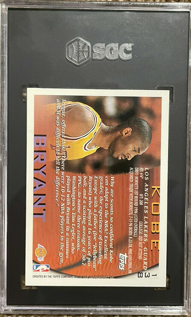 1996-97 Kobe Bryant Rookie Card Topps #138 SGC 8.5 NM