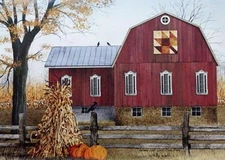 Billy Jacobs Autumn Leaf Quilt Block Paper Art Print  16 x 12