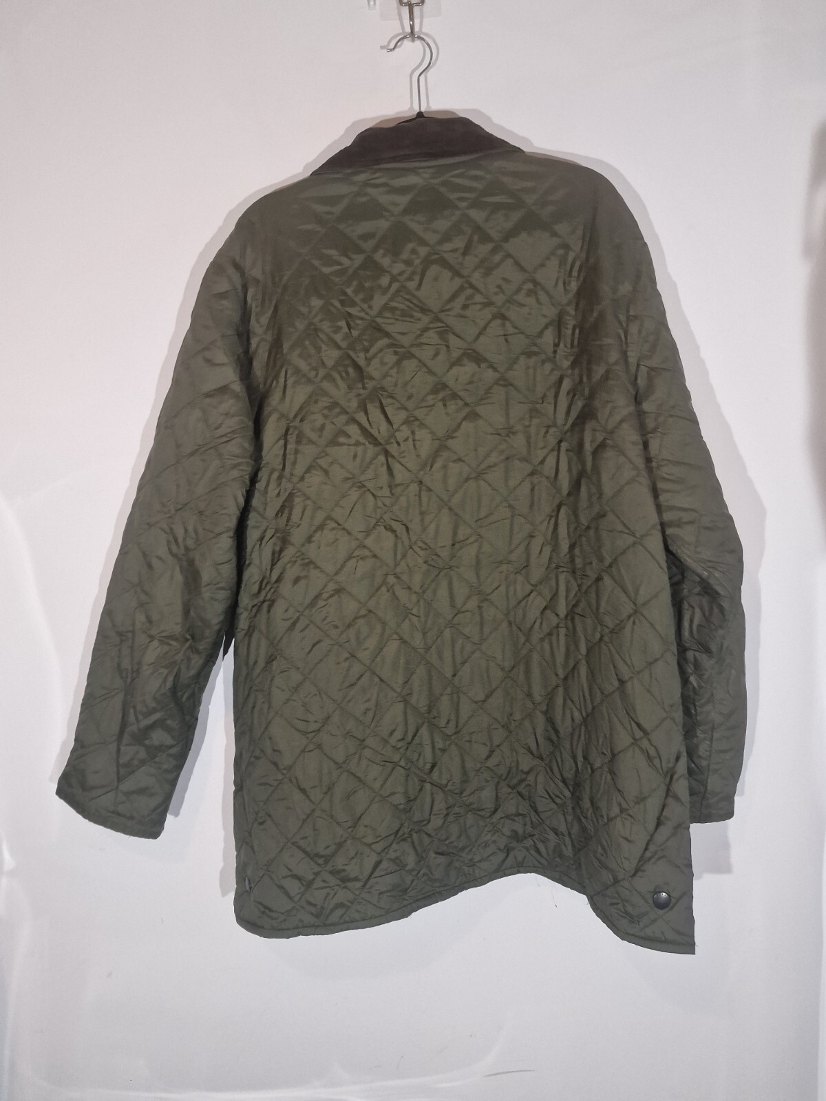 Barbour Quilted Jacket Mens XL Olive Green Pockets Long Sleeve Collared