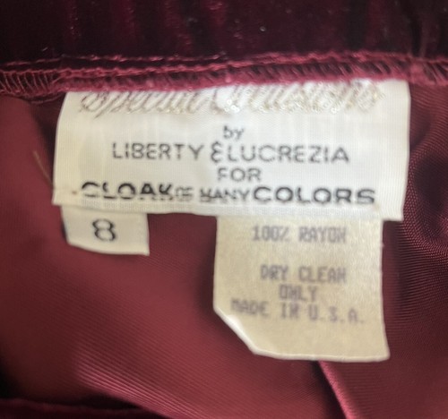 Falda Liberty & Lucrezia Capa de Muchos Colores Vintage Vino Tinto Terciopelo Talla 8 - Imagen 3 de 4
