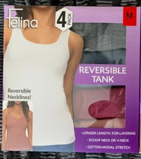 4 Pack Size Medium Ladies' Felina Reversible Tank NIP Multi Color