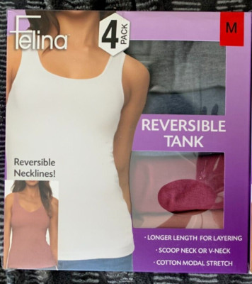 4 Pack Size Medium Ladies' Felina Reversible Tank NIP Multi Color
