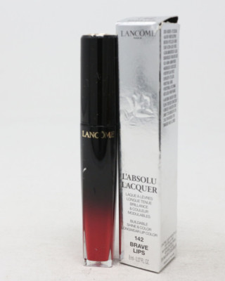 NWB Lancome L'absolu Lacquer Longwear Lip Color 142 Brave Lips 0.27oz/8ml