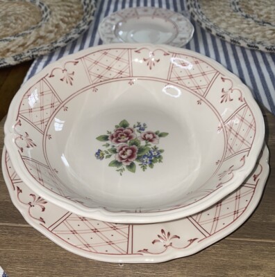 Vintage Table Mates Homestead Flower Basket Collection Bowl Plate Saucer