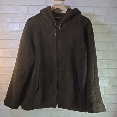 SANDRO Jacket Women's Dark Gray Teddy Bear Hood Lined Full Zip M