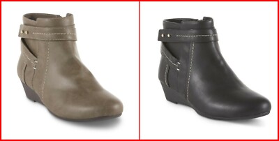 Basic Editions Women's Shenna Wedge Bootie Black or Taupe
