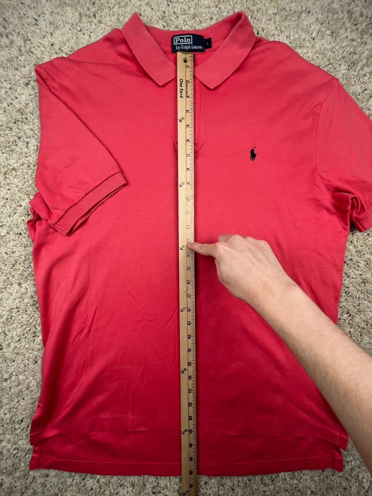 Polo Ralph Lauren Camicia Grande Rosso Arancione Nero Pony Logo Casual Rugby Uomo