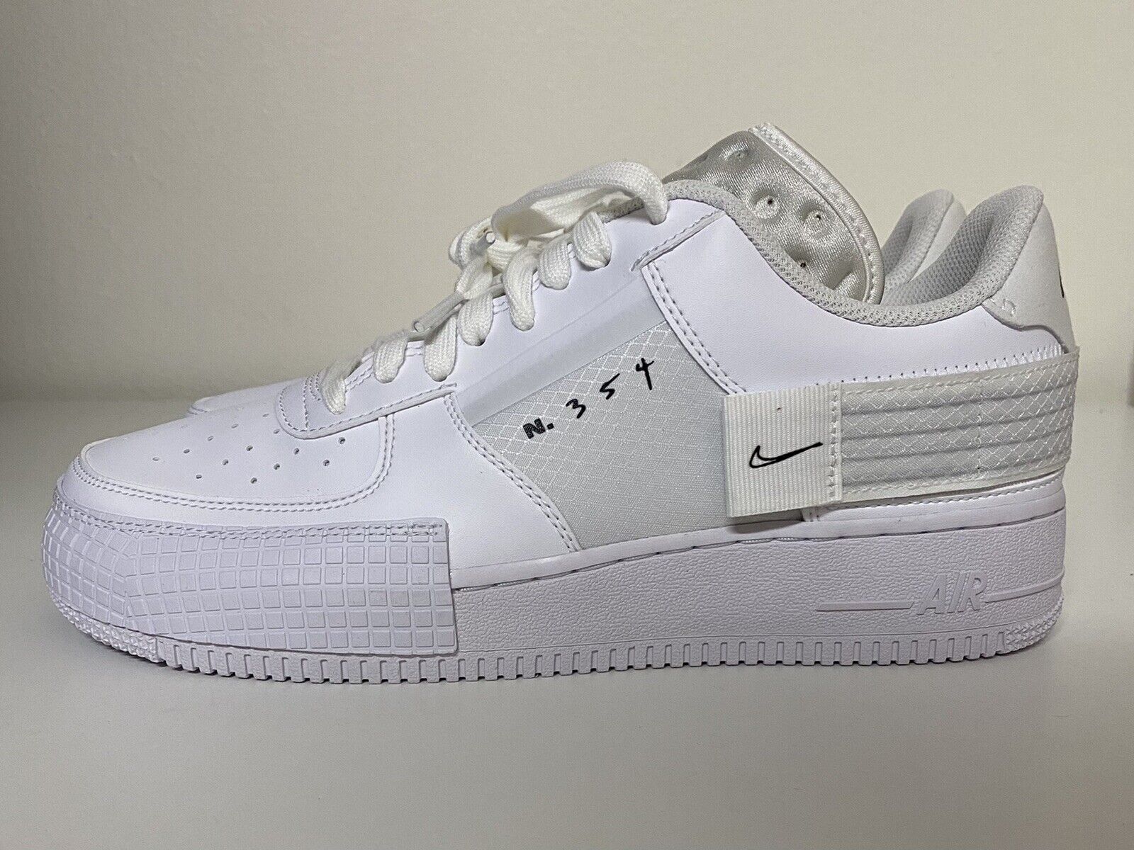 Nike Air Force 1 Type 2 N.354 Triple White Mens Sz 9 AF1 Sneakers CT2584-100 NEW