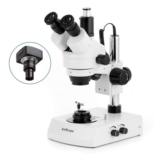 Amscope 7X-90X Trinocular Darkfield Stereo Microscope+1.3MP USB2 C-mount Camera - 第 1/7 張圖片
