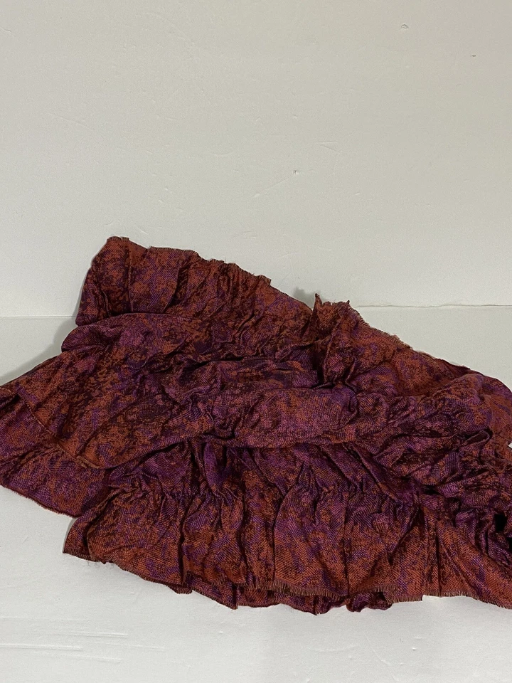 全新带标签 Coldwater Creek Artisan Ruffle 围巾 人造丝 红色 珠宝色调 女士礼物 — 第 4/4 张图片