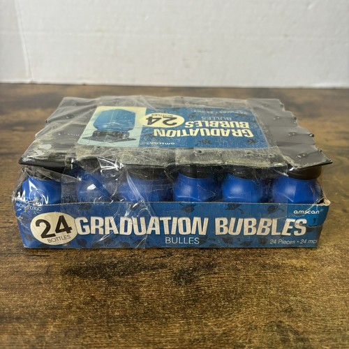 Graduation Party Blow Bubbles! - 24 Mini Graduate Hat & Gown Shaped Bottles VTG - 第 9/11 張圖片