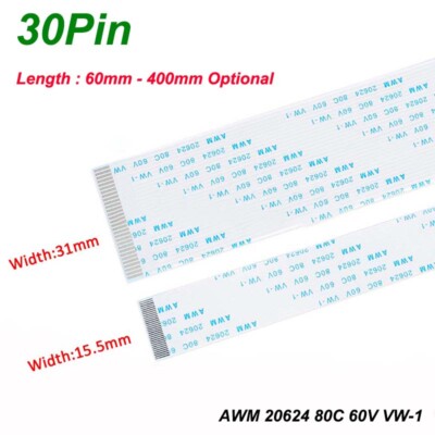 30Pin FFC Flexible Ribbon Cable Flat Wires Pitch 0.5/1mm PCB Board Transmission