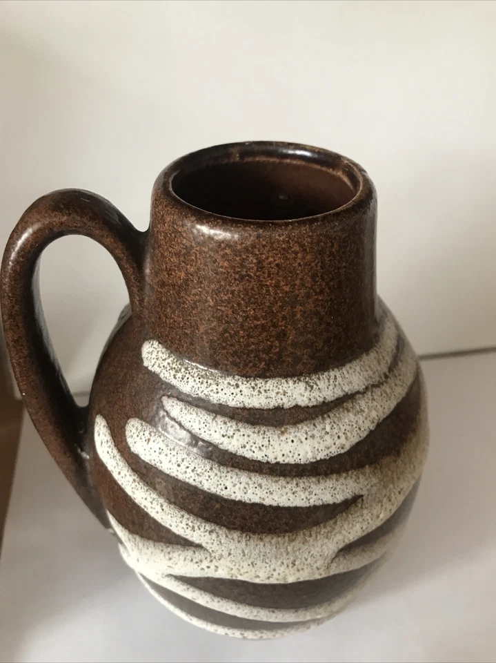 Scheurich 414-16 ↑ 16  cm ∅ 11 cm braune Vase West Germany Lava Streifengitter - Bild 4 von 4