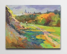 Landscape painting Original art Impressionism Oil on canvas by S. Chernyakovsky