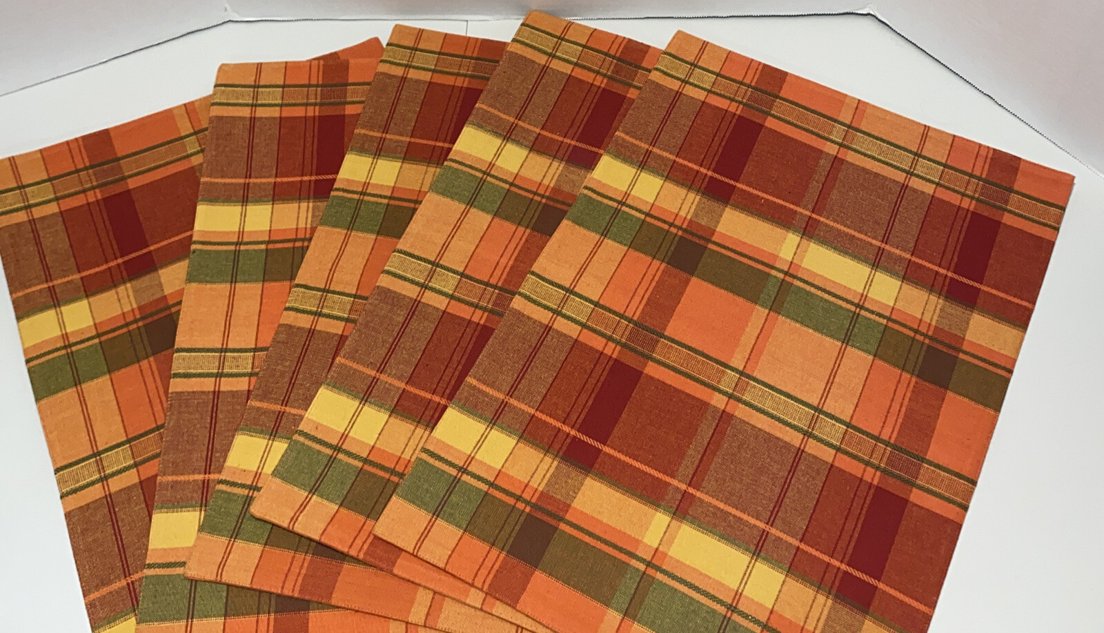 HARVEST BRAND Cotton Placemats Fall Colors 13”Hx19”L (set of 5) Thanksgiving