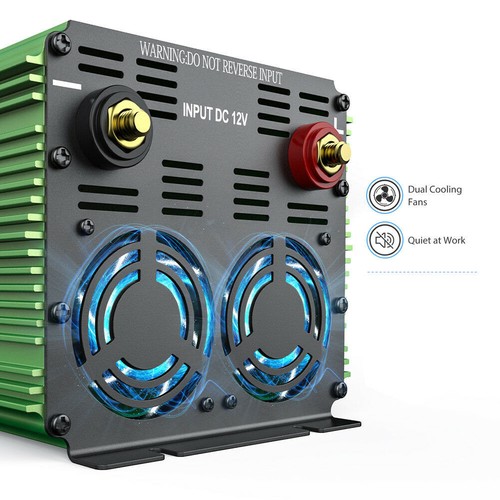 Casa rodante EDECOA inversor de corriente 3000 W 6000 vatios 12 V CC a 110 V 120 V CA LCD cable coche - Imagen 7 de 9