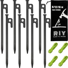 8 Heavy-Duty Steel Tent Stakes 8"   Inflexible Unbreakable Anchors