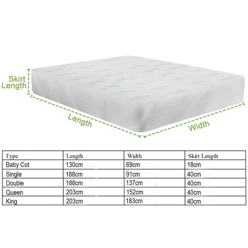 Mattress Protector Bamboo 100% Waterproof Pad Cover King Queen Double Single - Picture 11 of 20
