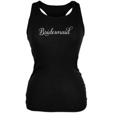 Bridesmaid Cursive Black Juniors Soft Tank Top