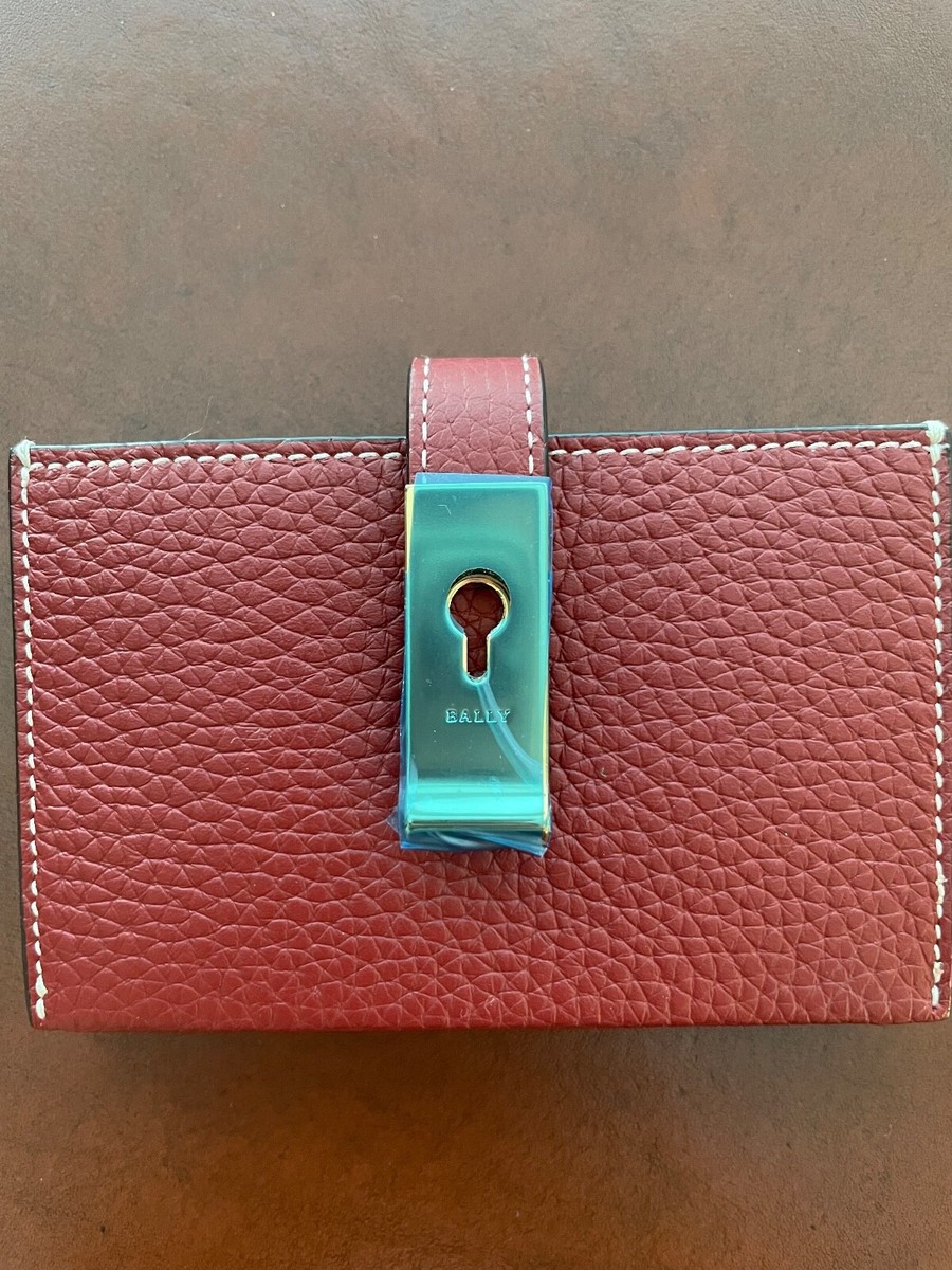 Bally Alil Business Card Holder Womens Red Leather New