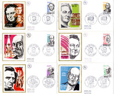 2279 / 84 + FDC  6 ENVELOPPES   1er JOUR  SUR SOIE    CELEBRITES  SERIE 1983