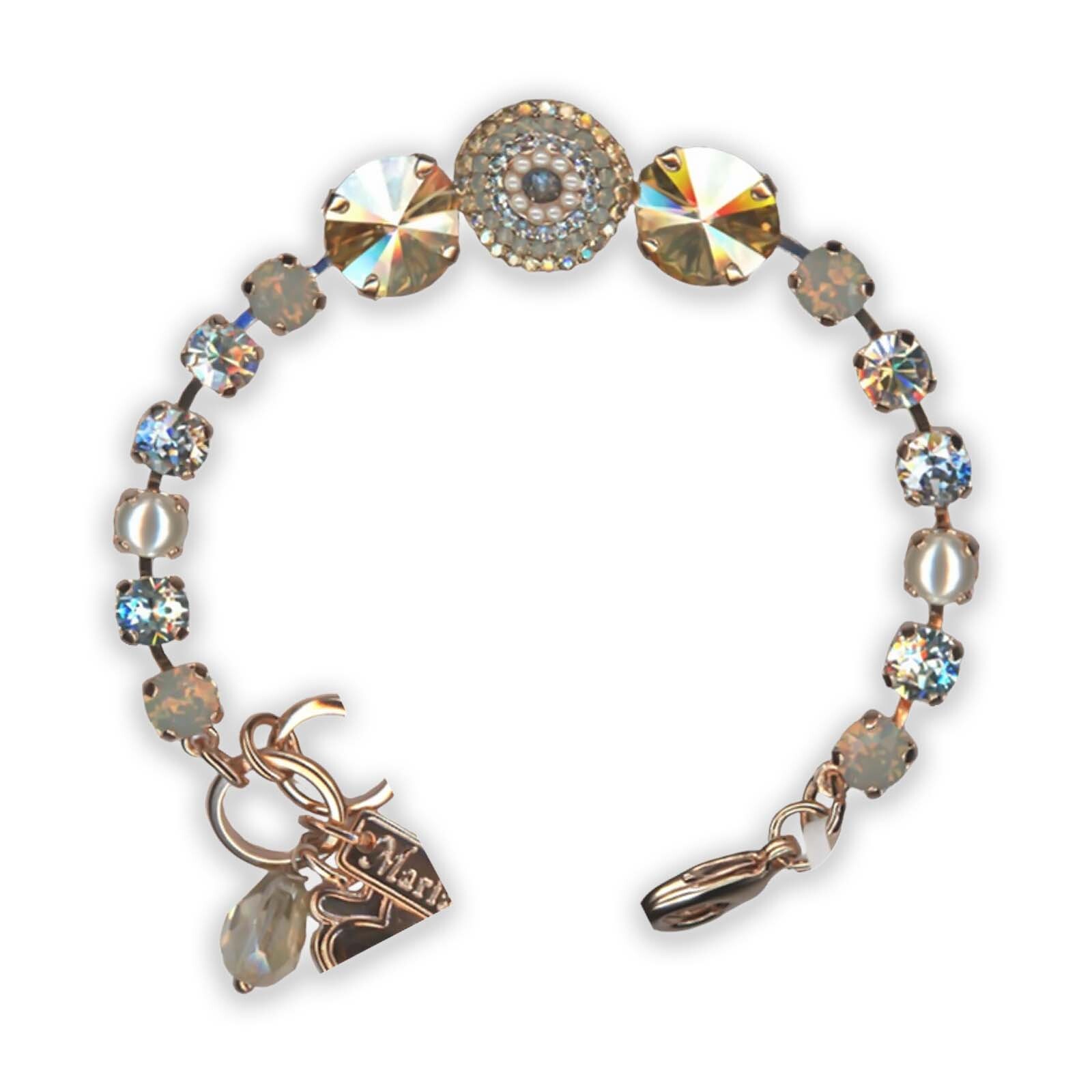 Timeless Pearl & Gold Swarovski Crystal Bracelet by Mariana-image