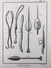 Surgery 1779 Clamp Surgeon Scalpel Engraving Encyclopedia Diderot