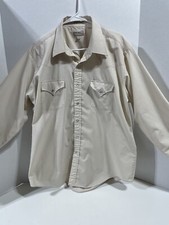 Sheplers Men  s Western Rodeo Pearl Snap 17-35 Long Sleeve Cotton Blend Beige/Tan