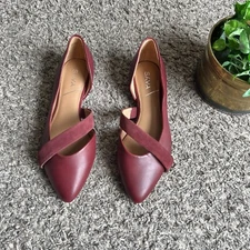 SAVA Anthropologie SOFTWALK D'ORSAY LENNOX FLATS SHOE DARK RED 37 US 7 New