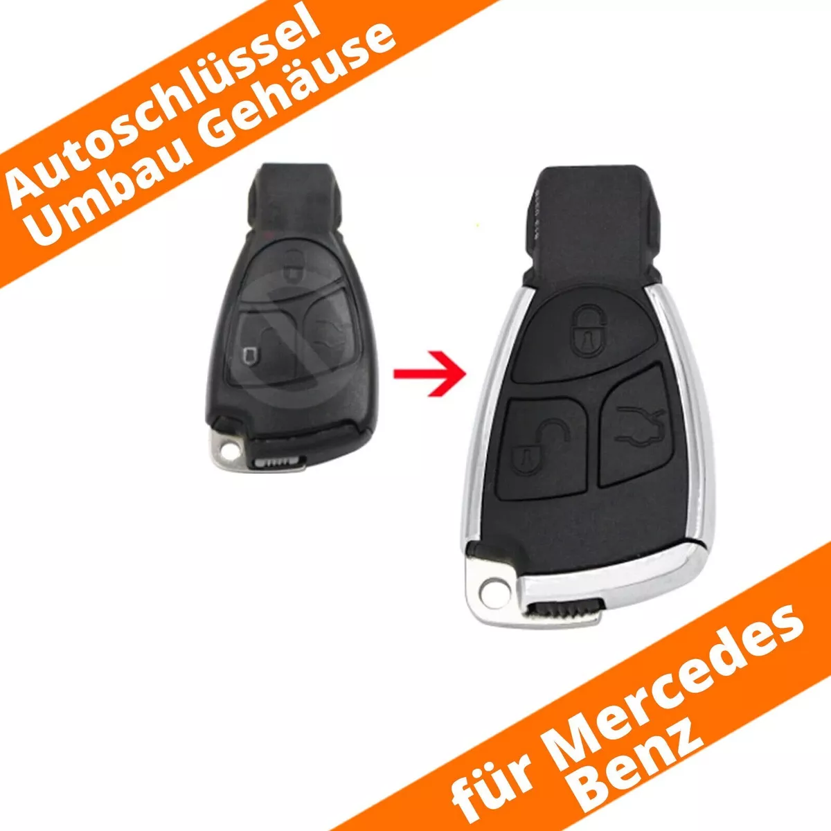 Auto Schlüssel Umbau Set Chrom für Mercedes Benz A B C E M S 