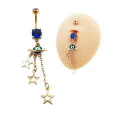 1PC 14G Belly Button Rings CZ Star Moon Navel Piercing Body Jewerly