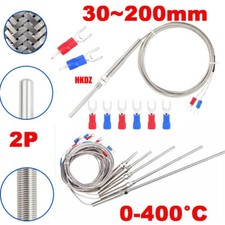K Type Thermocouple Temperature Sensor Probe 0-400 C 2P Shielded Cable 30 200mm