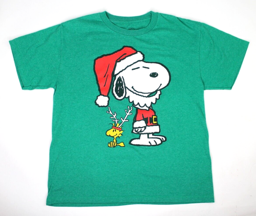 Peanuts Christmas Shirt Yth/Womens L Snoopy Woodstock Holiday Humor Short Sleeve - Picture 9 of 10
