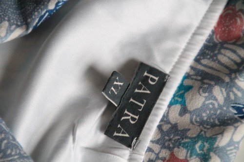 Patrasso Vintage Bianco Multi 100% Seta Parte Morbida Foderata Camicia Giacca Tasche XL 46" - Foto 3 di 5