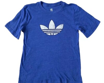 Adidas Originals trefoil Tee Shirt Youth L Xl 14 Blue White 70s