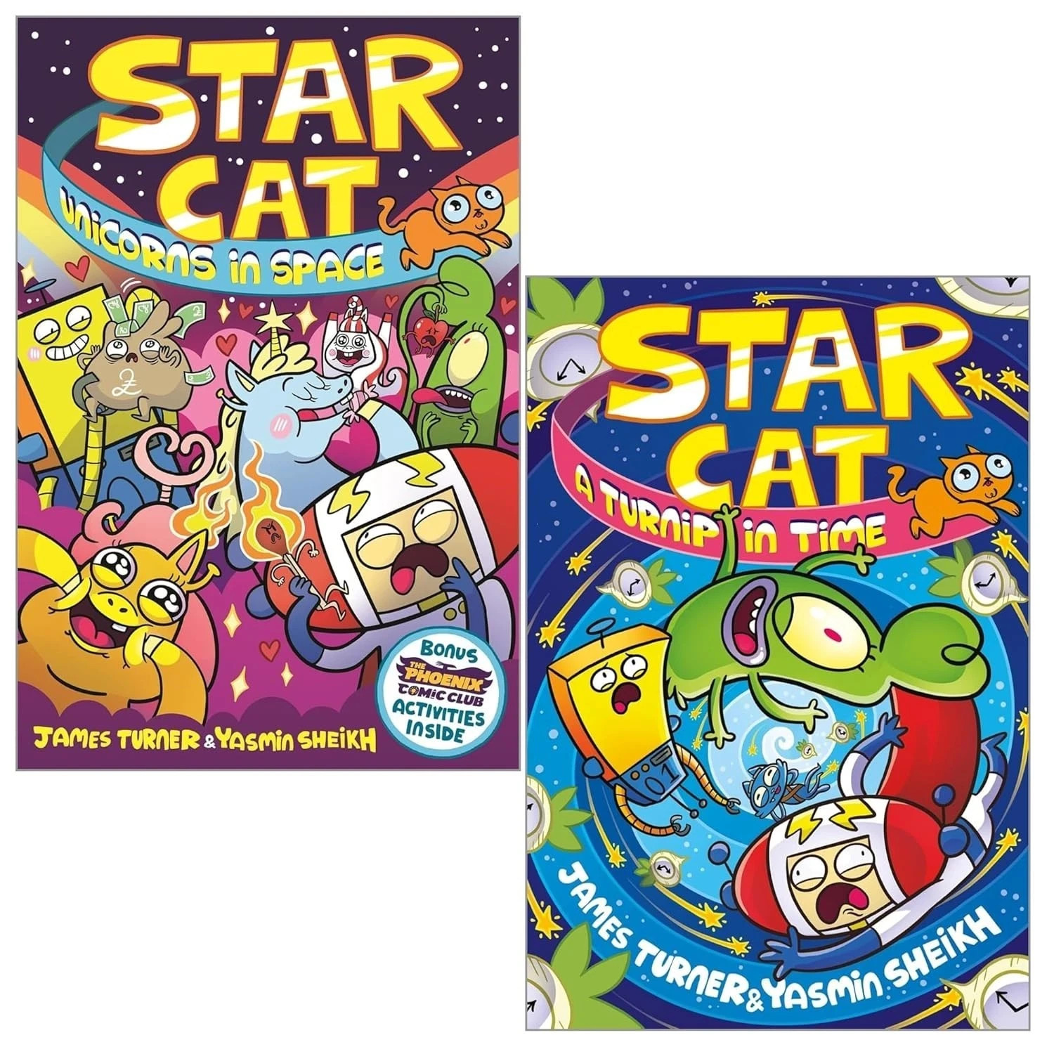 Various Publishers Star Cat Series 2 Books Collection Set By James Turner (A Turnip In Time!, Unicorns In Space!) - Image 4