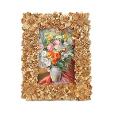 4x6 Vintage Picture Frame - Elegant Gold Ornate Antique Flower Frame with Gla...