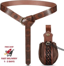 2 piezas de cintur n vikingo medieval renacentista, bolsa de cuero medieval