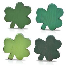 St Patrick's Day Decorations for Table, 4PCS Wooden Shamrock Decor 4 Colors