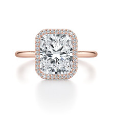 3,00 Karat Diamant Ring IGI Lab Grown Radiant Cut Halo Style 18 Karat Roségol...