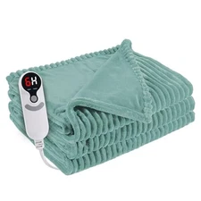 Electric Heated Blanket 50"x60" Throw Size with Cozy 50x60inches-Throw D-green