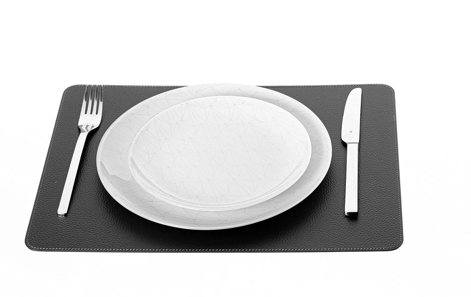 Set of 6 Placemats Made of Recycled Leather (18"x13", Black) Foto 2 de 4