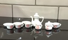 Vintage Pretty Port Ltd Miniature Floral Tea Pot Sugar Creamer Dollhouse Tea Set