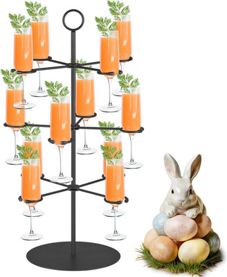 Cocktail Tree Stand for Parties Brunch,3 Tiers 12 Holders Drink Tower Wine Glass