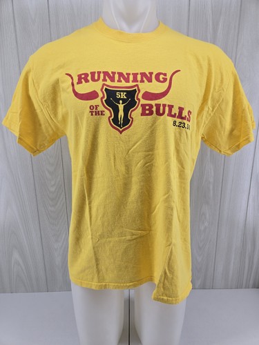 Running with the Bulls 5K Run Asics T-Shirt Year 2014 8/23/2014