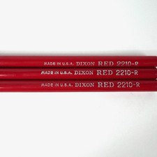 Vintage Dixon Red Pencils 2210-R 5 Thin Lead Pencils Lot Of 3 Made In USA