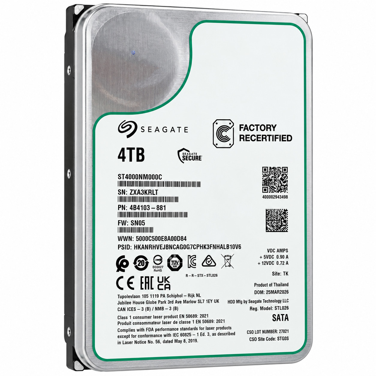 Disco duro empresarial Seagate Exos ST4000NM000C 4TB 7200RPM SATA 6.0Gb/s 3.5, imagen 3