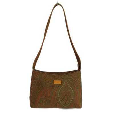 Etro Nylon Paisley Shoulder Bag Brown Women Used Authentic